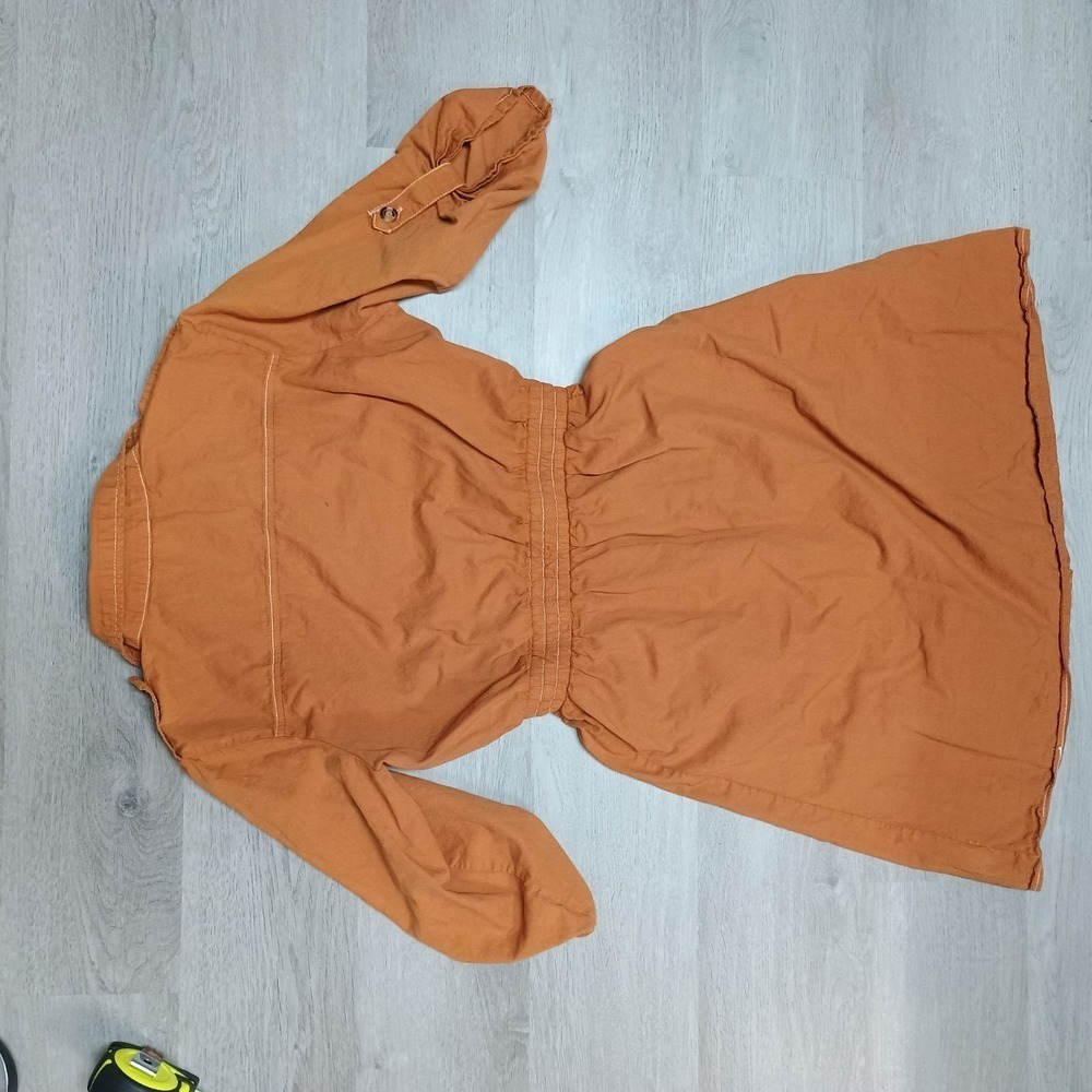 Mph Collection Orange Button Pocket Dress 3/4 Sleeve Above Knee Size Medium - Picture 4 of 4